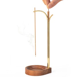 iwoohome Stylish Incense Holder Hanging Incense Burner Incense Burner Stand Vertical Incense Holder Wood Incense Burner Brass Incense Healing Incense Holder Stylish Simple Interior Relax at Home