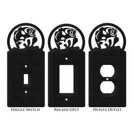 SWEN Products Fish Large Mouth Bass Wall Plate Cover (Double Switch, Black)