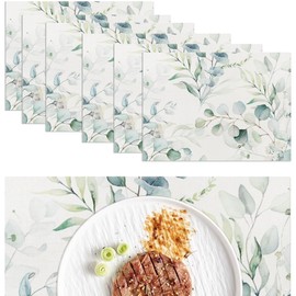 IcosaMro Boho Placemats Set of 6 Washable for Dining Table, Cotton Linen Table Mats Heat Resistant Waterproof for Outdoor and Indoor Kitchen Use, 16.5 X 12.6 Inches