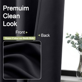 OWENIE Sally Black Short Blackout Curtains for Bedroom Living Room 54 Inch Length 2 Panels Set, Solid Thermal Insulated, Energy Saving Window Treatment Curtains Blackout Drapes, W40 x L54, Black