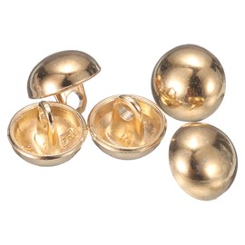 sourcing map 5pcs Half-Domed Metal Sewing Buttons, 10mm / 3/8" Half Round Mushroom Pearl Cap Metal Buttons with Shank for Blazer Suit, Coat, Jacket Cloth Garment Decoration, Gold