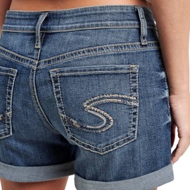 Silver Jeans Co. Women's Boyfriend Mid Rise Short, Med Wash CVS383, 30