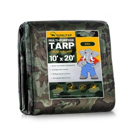 SUNLITAP Camouflage Tarp 10x20Ft Waterproof Tarps with Grommets, Multipurpose Finished Size Tarps for Indoor and Outdoor Use, 5 MIL Light Duty Tarpaulin for Car, Camping, Boat, Roof, Protective Cover