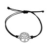 Nuoli Tree of Life Bracelet Silver, Black Textile Band, Women's