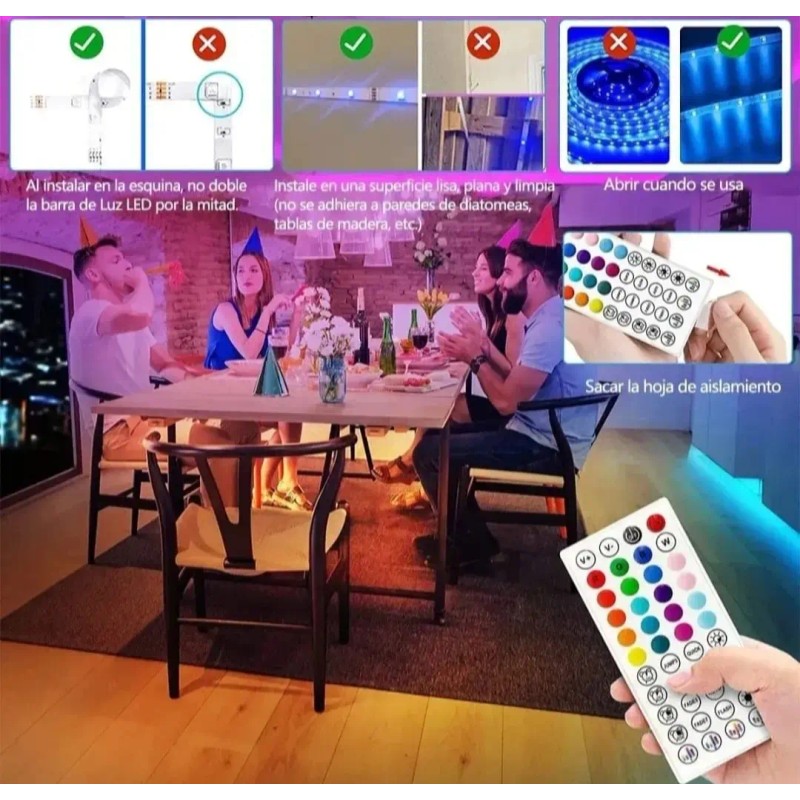 Tira Led 20m Bluetooth Rgb App Control Musica Calidad