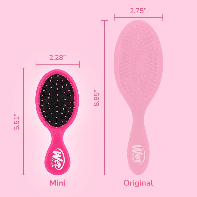 Wet Brush Mini Detangler Hair Brush, Pink, Detangling Travel Hairbrush,