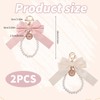 BOXOB 2pcs Bow Keychain, Ribbon & Pearl Bag Charm Cute