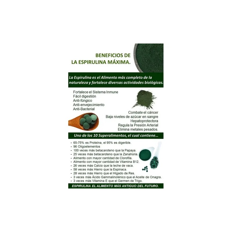 2 Bolsas De 500 Tab Spirulina Spiralshake(cacao Spirulina)