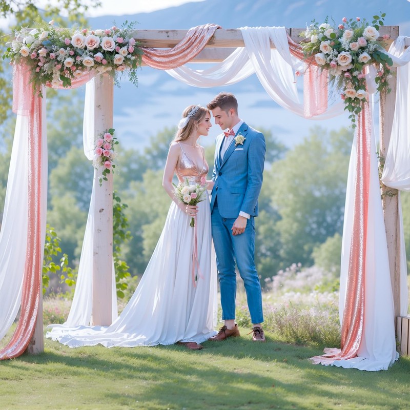 Wedding Arch Draping Fabric, 1 Panel 28" x19ft White Wedding