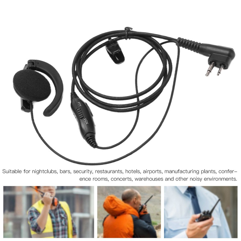 Walkie Talkie Headset Intercom 2 Way Radio Black Earphones Universal