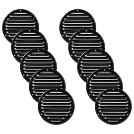 Vent Systems 5" Inch Scratch Resistant Black Soffit Vent Cover - 10 Pack - Metal Round Air Grill Cover with Built-in Mesh and Louvers - HVAC Vents for Bathroom, Home Office, Kitchen - Indoor & Outdoor