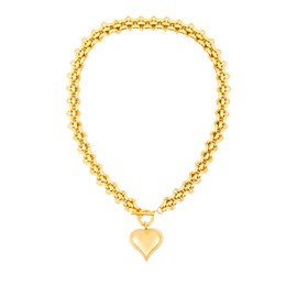jomjeu Chunky Gold Necklace for Women Heart Necklace 18K Gold Plated Stainless Steel Chain Pendant Necklace Classic Trendy Toggle Thick Gold Necklaces Jewelry Gifts for Women, Medium, Gold
