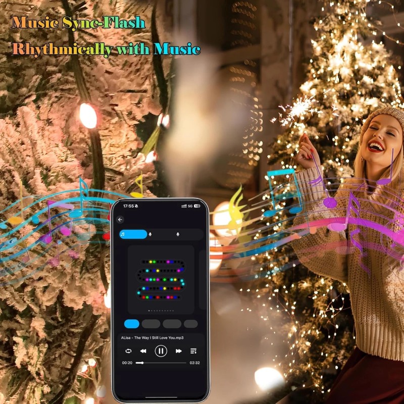 EU Bestchoice Christmas Tree Waterfall String 400LED Lights Waterproof Smart