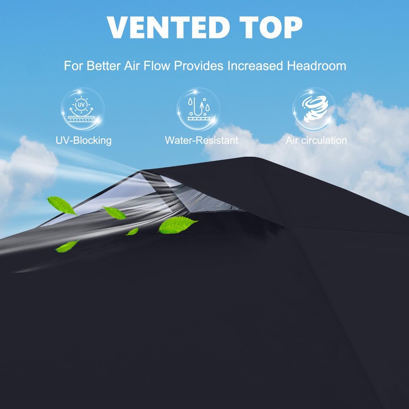 MASTERCANOPY Durable Pop-up Canopy Tent with 1 Sidewall (6.6'x6.6',Black)