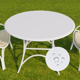 Romanstile - Mantel redondo de vinilo, 100 % impermeable, elástico, ajustable para mesas de 36 a 44 pulgadas, manteles de plástico con respaldo de franela limpiables, para picnic, camping, exteriores,