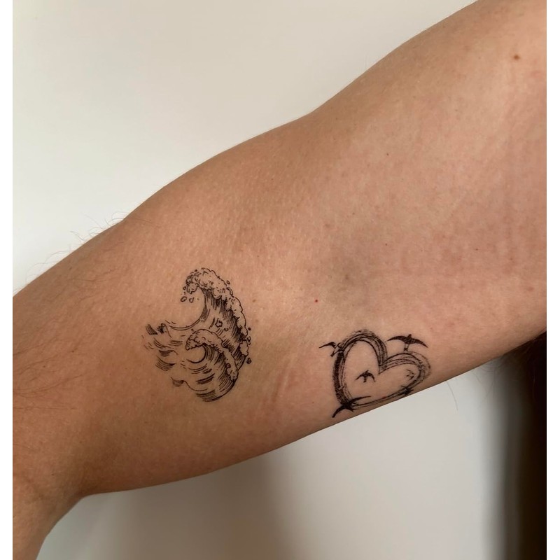 2 Sheets Temporary Whale Tattoo Wave Tattoo Anchor Tattoo Dolphin