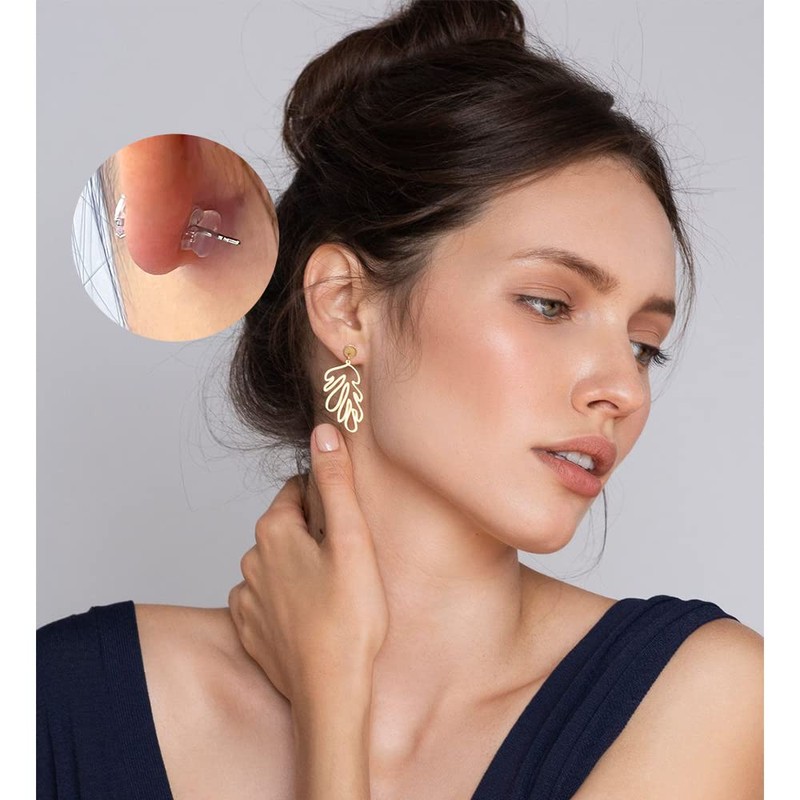 18K Gold Earring Backs for Studs, 16Pcs Comfortable Silicone Earring