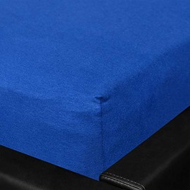 G BETTWARENSHOP Jersey Fitted Sheet Multi-Stretch Royal 90 x 200 - 100 x 220 cm