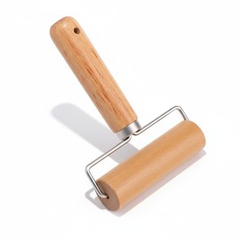 Large T-Shaped Rolling Pin, Wooden Dough Roller with Stainless Steel Frame, Smooth Pastry Roller for Pizza, Cookies, Pie Crust and Baking
