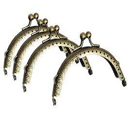 4 carteras con marco de metal de bronce, cerradura de beso, marcos de cartera de metal de 3.3 pulgadas para manualidades de costura