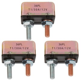 BUSSALIX E511 Automatic Reset Circuit Breaker 5-50A 14V DC Stud Type Metal Shell Overload Protection for Cars RVs Trucks and Motorcycles (30A-3PACK)