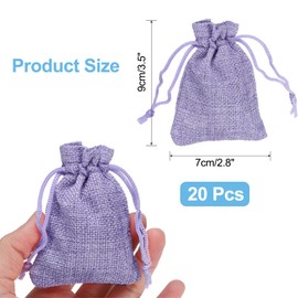 sourcing map 20 Pcs Burlap Bags with Drawstring, 2.8 x 3.5 Inch Favor Sacks Bag Jewelry Pouches for Christmas Thanksgiving Birthday Wedding Party Gifts Bags, Purple