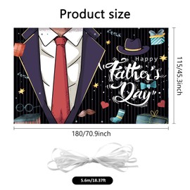 Happy Fathers Day Banner Decorations 70.9x45.3in Extra Large Size Father's Day Backdrop Banners Party Supplies Background for Photograph Indoor Outdoor Family Celebrations Wall Door Home Decor(black)