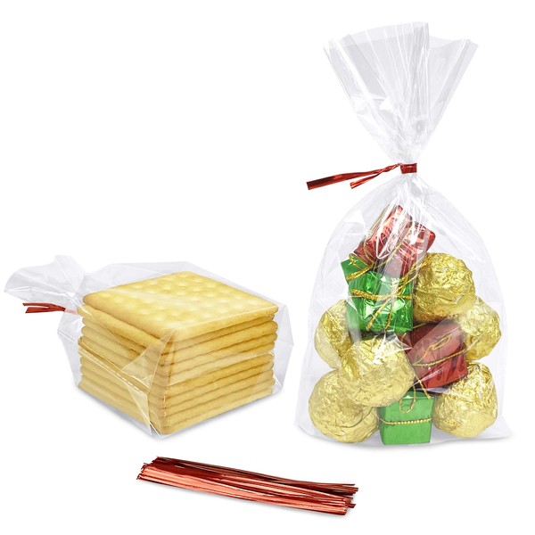 Morepack Flat Bottom Cellophane Bags,100Pcs 5x2x8 Inches Clear Cello Bags