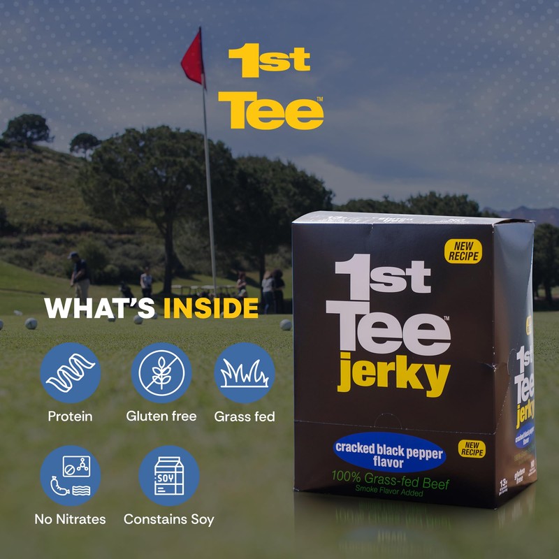 1st Tee Cracked Black Pepper Beef Jerky made with grass-fed