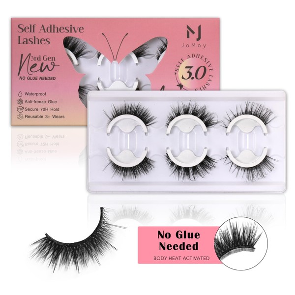 JoMay Self Adhesive Eyelashes No Lash Glue Needed Reusable Up