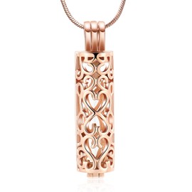 Minicremation Cremation Urn Pendant Necklace with Hollow Cylinder Vial Keepsake Urn Cremation Jewellery Memorial Lockets for Ashes for Women Men, One size, Cubic Zirconia Stainless Steel Stone