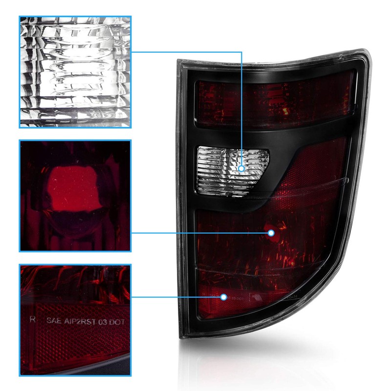 AmeriLite for 2006-2008 Honda Ridgeline Black Bezel Midnight Red OE-Style