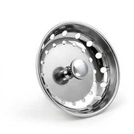 Highcraft 97333 Kitchen Sink Basket Strainer Replacement for Standard Drains (3.25 Inch) Chrome Plated Stainless Steel Body With Rubber Stopper, 3.25"