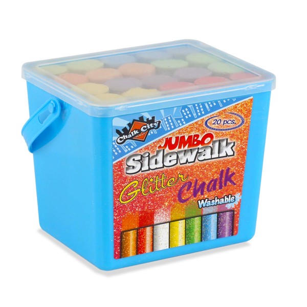 Regal Games Sidewalk Glitter Chalk, 20 Count Chalk, Jumbo Chalk, Washable, Art Set