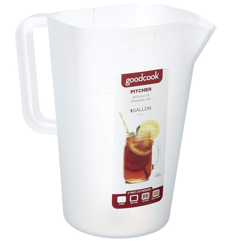GoodCook 1 Gallon Pitcher with 4 Way Lid, Made Without