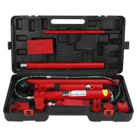 JustSmart [10 Ton Porta Power Kit] Portable Hydraulic Jack - 4.7 Ft/1.4 m Oil Hose, 8000 Lbs Hydraulic Ram, Auto Body Frame Repair Kit for Automotive, Garage, Heavy Equipment