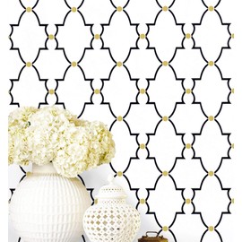 Timeet Pattern Wallpaper Trellis Wallpaper Peel and Stick Wallpaper 17.7"×393.7" Self-Adhesive Removable Wallpaper for Bedroom Living Room Decoration