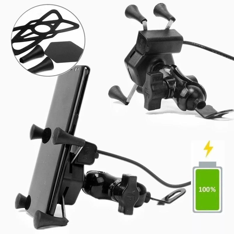 THE9SHOP Base Soporte Porta Celular Para Moto/bicicleta Cargador Usb