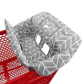 2-in-1 Shopping Cart and High Chair Cover for Baby, Padded Cover, Fold'n Roll Style, Portable with Carry Bag (Gray Arrow)
