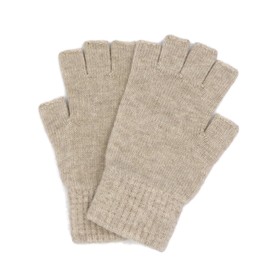 Mongolian Pure Merino Wool Woman Merino Women Man Men Half Fingers Mid Fingerless Gloves Mittens (Camel Grey)