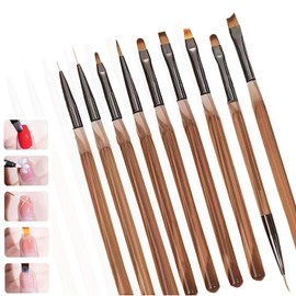 LUYING Clear Brown 9-piece Set Nail Supplies Nail Brush, Sili Brush, Nail Brush, Gel Nail Brush, Simple Drawing, Durable, Gel Nail Brush, Gel Nail Brush, Beginner Set