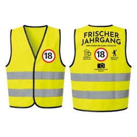 Birthday High Visibility Vest with Print - Fun Vest for 18 to 99 Years - Party Vest with Number & Saying - Guest Book Birthday Vest - Fresh Vintage Classic Car Treat Gentle - Yellow or Black