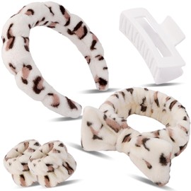 Canitor Spa Headband Wrist Bands Set with Hair Clips Skincare Headband for Washing Face Non Slip Puffy Terry Cloth Makeup Headband Cute Women Teen Girls Gifts Trendy Stuff Hair Accessories