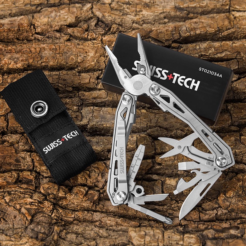 SWISS+TECH Multi-functional Pliers, Outdoor Multi-Tool, 16-in-1, Multi-pliers, Survival Tool, Equipped