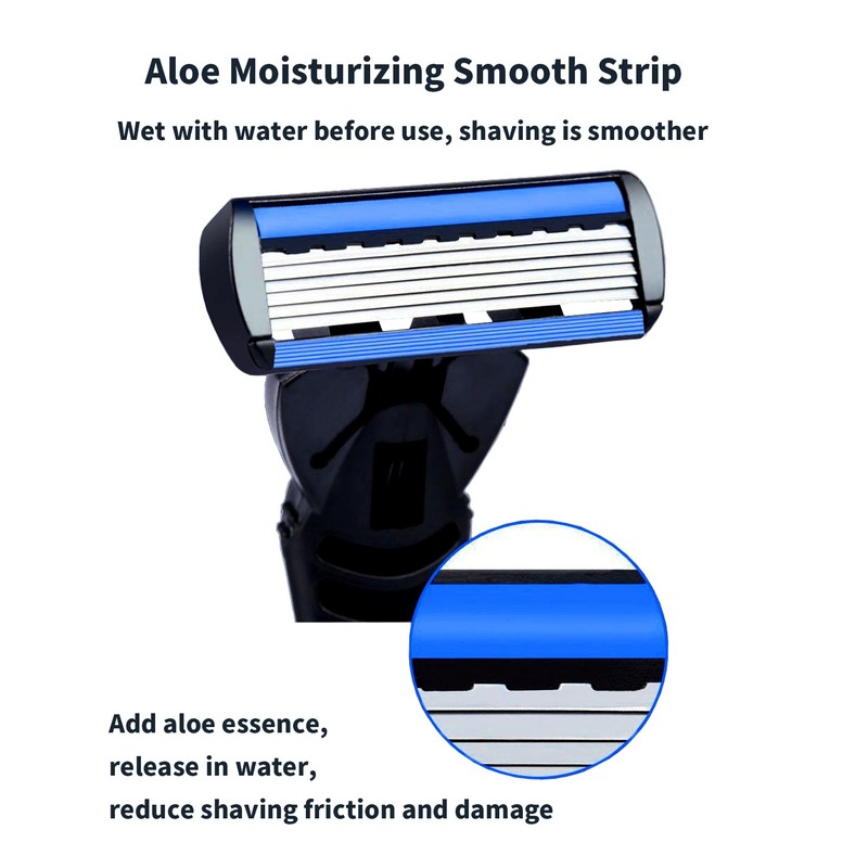 Mens Razor 6 Blade Refills，6 Blade Razor Cartridges with Lubricating