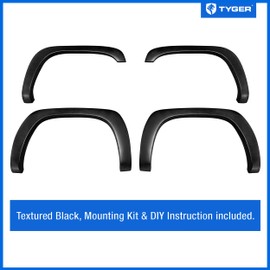 Tyger Auto Fender Flare Compatible with 1999-2006 Chevy Silverado GMC Sierra 1500 2500 3500HD; 2007 Classic Fleetside, Fine-Textured Black Paintable Factory Style 4pc | TG-FF6C4218