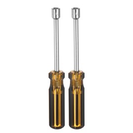 sourcing map 2pcs Metric Hex Nut Screwdriver 7mm Carbon Steel Ergonomic PVC Grip Non-Magnetic Socket Wrench Screwdriver Hand Tool for Automotive Maintenance Home Improvement.
