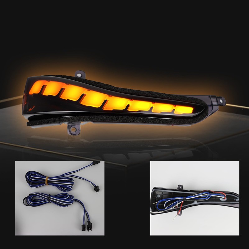 ZDEERAOTO LED Rear Side Mirror Light DRL Amber Sequential Turn