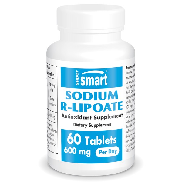 Supersmart - Sodium R-Lipoate 600 mg (R-Alpha Lipoic Acid) Per Day - Neuroprotective Support - Antioxidant | Non-GMO & Gluten Free - 60 Tablets