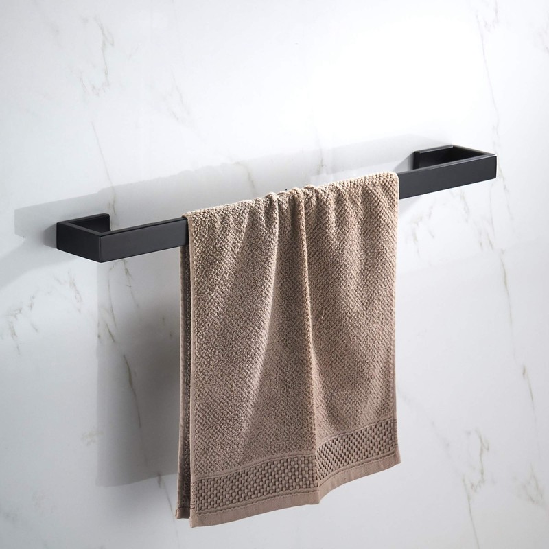 JunSun Matte Black Bath Towel Bar 24 Inch Bathroom Towel